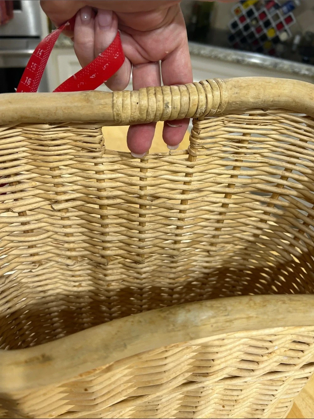 Woven Rattan Storage Basket in Natural Tan